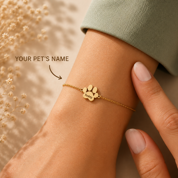 Personalised Bracelet with Paw and Name