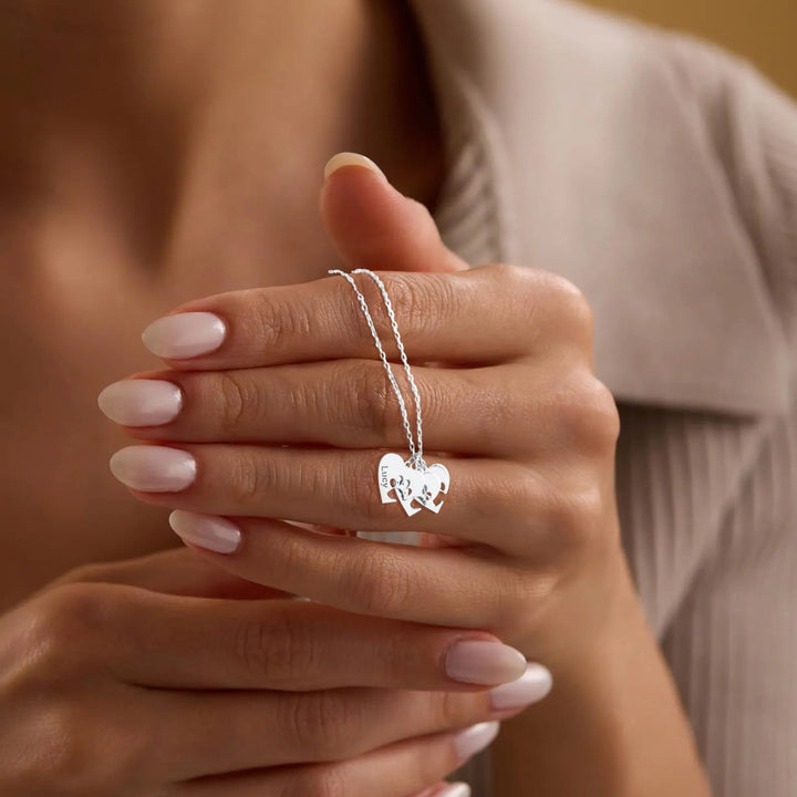 Personalised necklace with paw, heart, and name