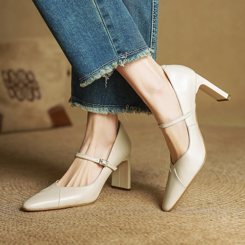 Emily Genuine Leather Heels