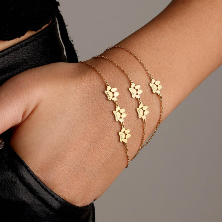 Personalised Bracelet with Paw and Name