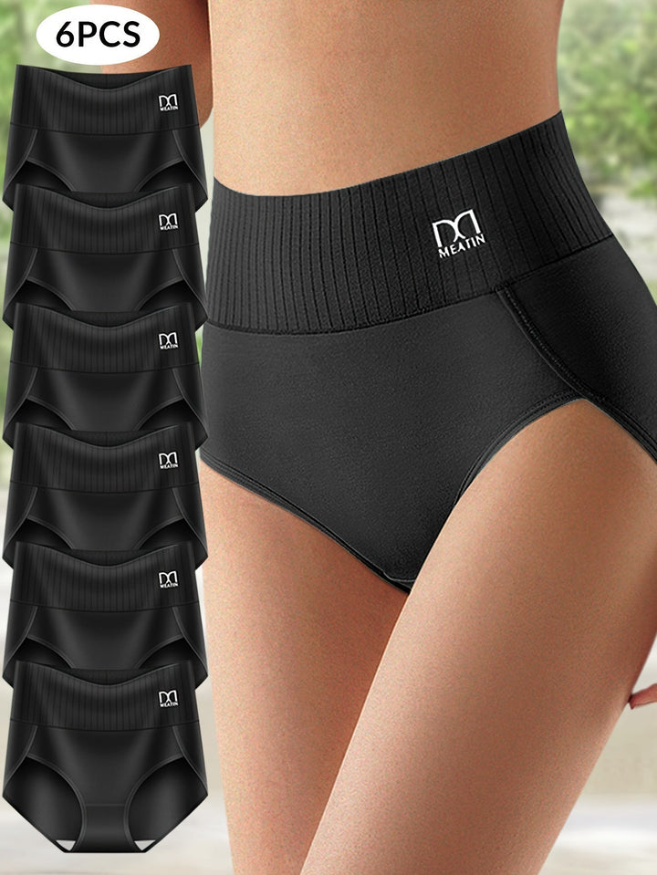 Comfora™ | 6-Pack Breathable & Comfortable High-Waisted Briefs with Tummy Support
