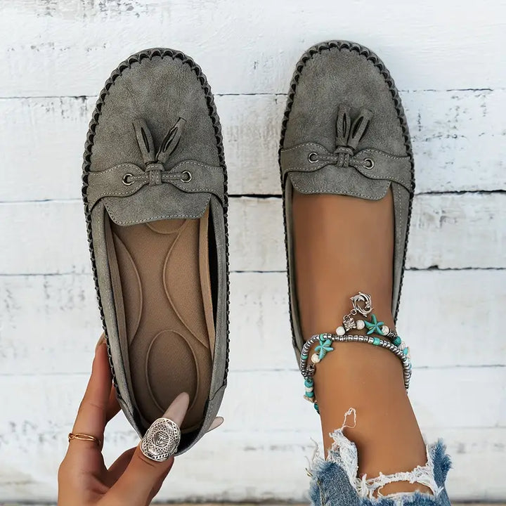 Bow Detail Flat Comfort Loafers with Cushioned Insole