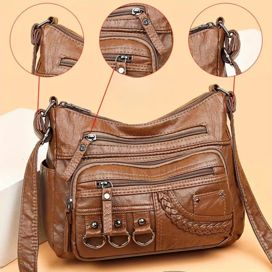 Ava™ | Never Forget a Thing — Spacious Leather Shoulder Bag