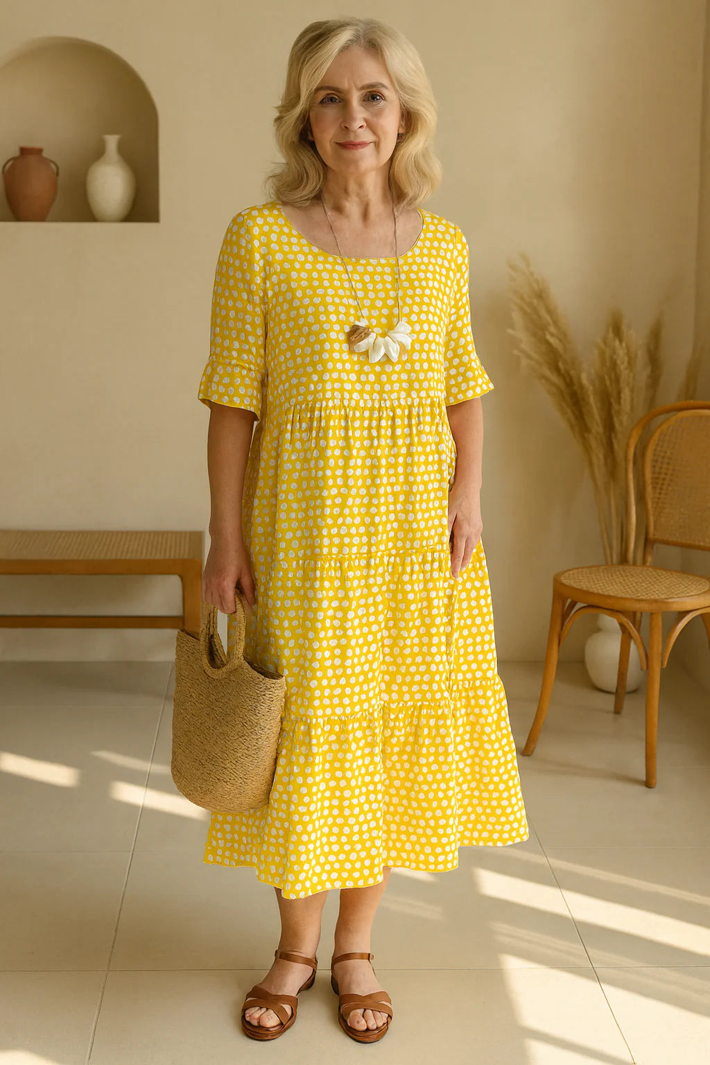 Serelle | Short-Sleeve Midi Dress