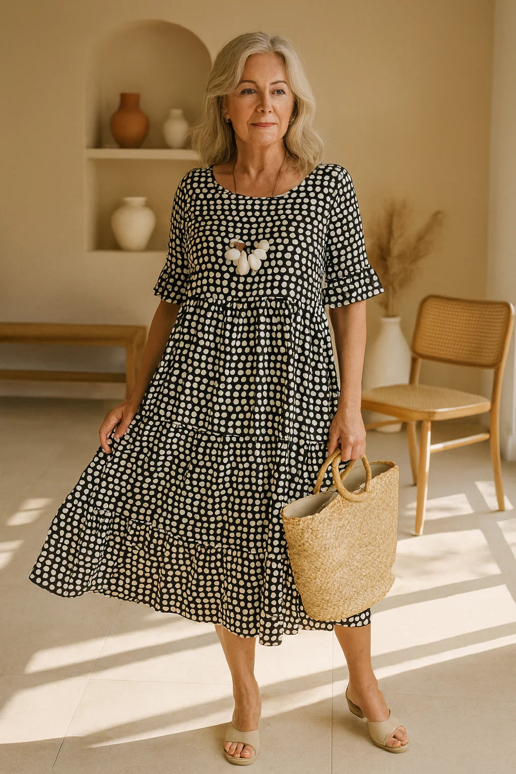 Serelle | Short-Sleeve Midi Dress