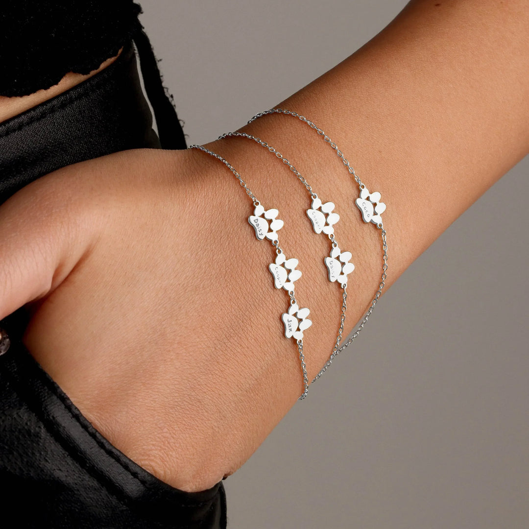 Personalised Bracelet with Paw and Name