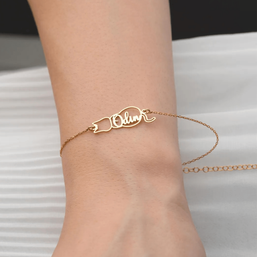 Personalised Bracelet with Cat's Name
