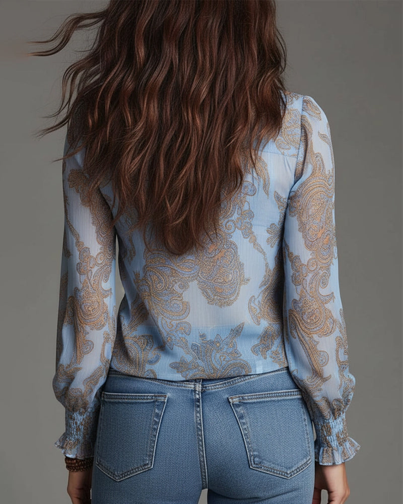 Katie™ | Elegant Blouse with Half-Zip and Ruffles