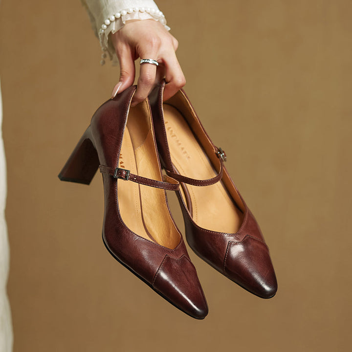 Emily Genuine Leather Heels