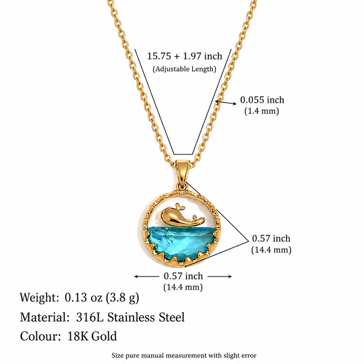 Blue Ocean Whale Pendant Necklace