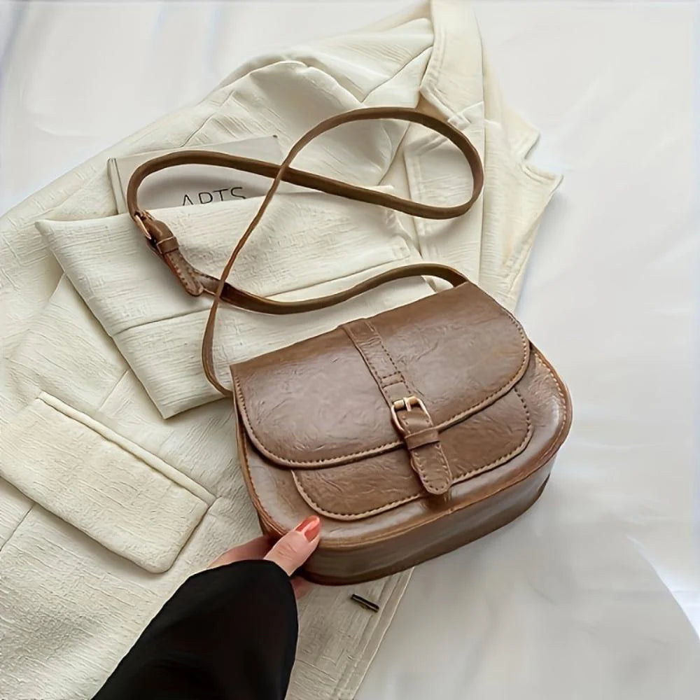 Grace™ | Compact & Elegant — Leather Saddle Bag
