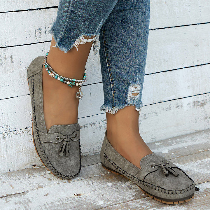 Bow Detail Flat Comfort Loafers with Cushioned Insole