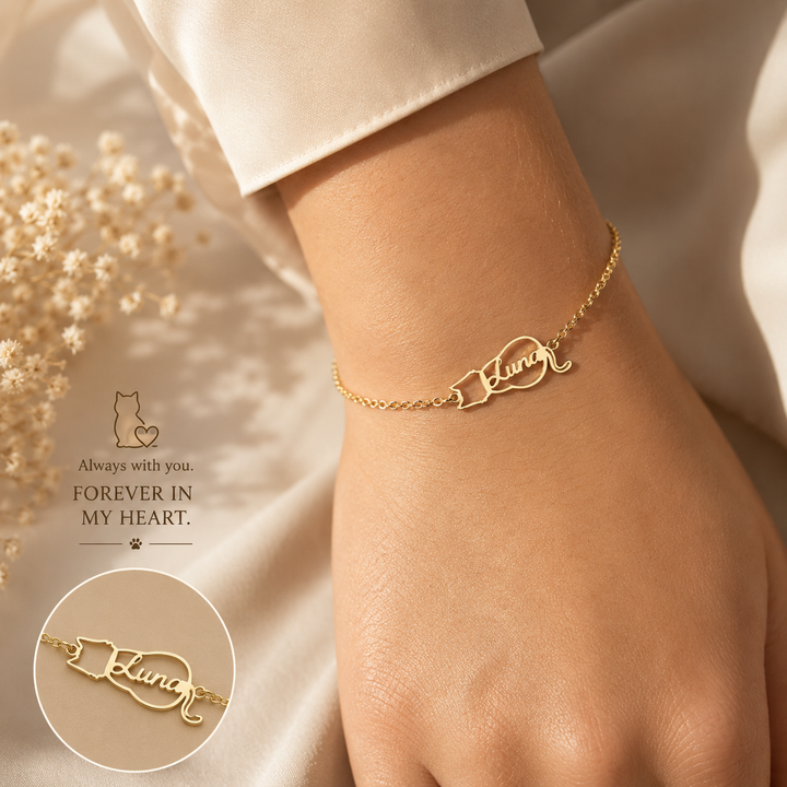 Personalised Bracelet with Cat's Name