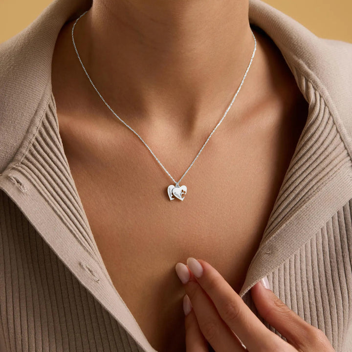 Personalised necklace with paw, heart, and name