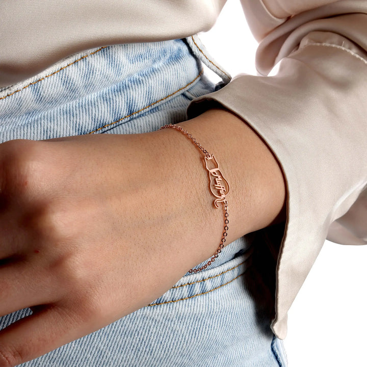 Personalised Bracelet with Cat's Name