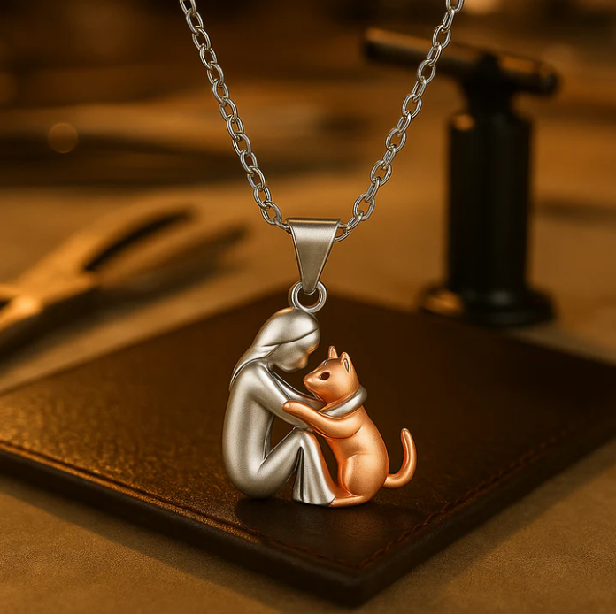 Embrace Cat Pendant Necklace – A Symbol of Love & Comfort