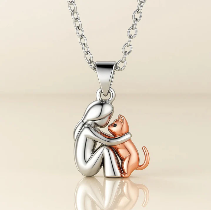 Embrace Cat Pendant Necklace – A Symbol of Love & Comfort