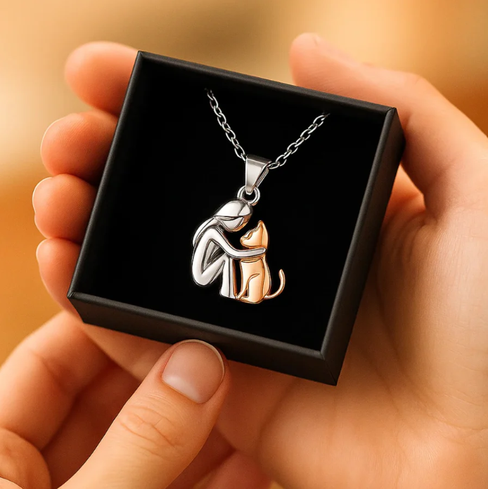 Embrace Cat Pendant Necklace – A Symbol of Love & Comfort