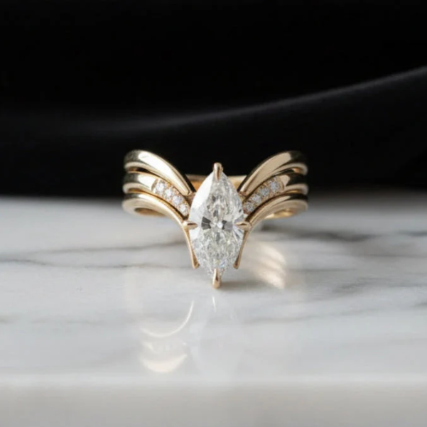 Drop Crown Gold Ring