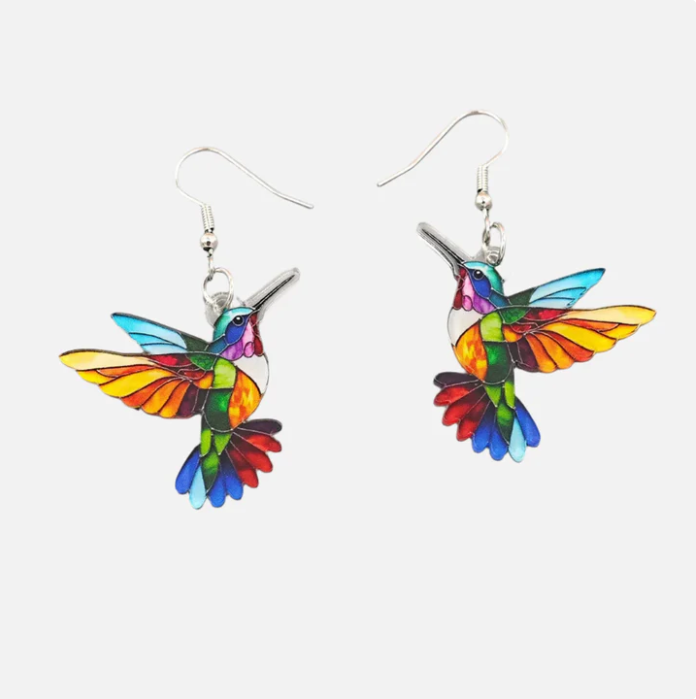 Elegant Hummingbird Earrings - Colourful Bird Design