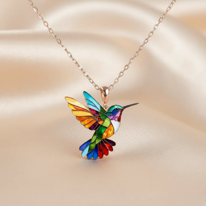 Elegant Hummingbird Necklace - Colourful Bird Design