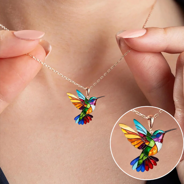 Elegant Hummingbird Necklace - Colourful Bird Design