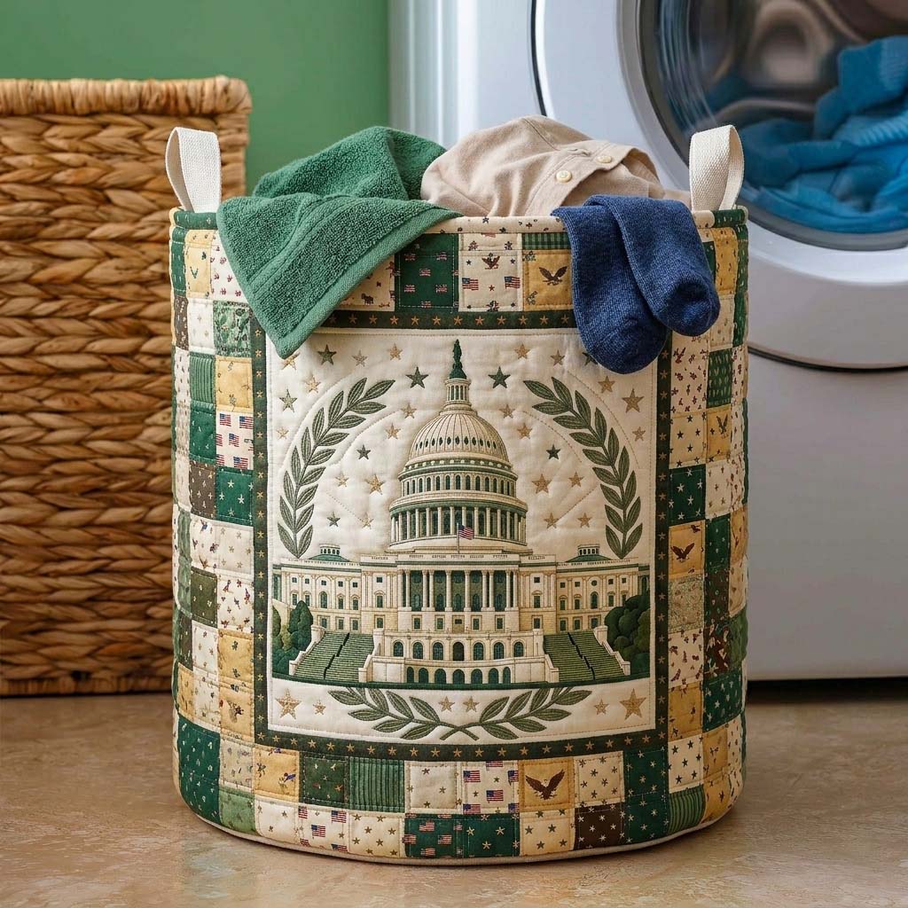 Quilted Laundry Basket Heritage Capitol Emblem