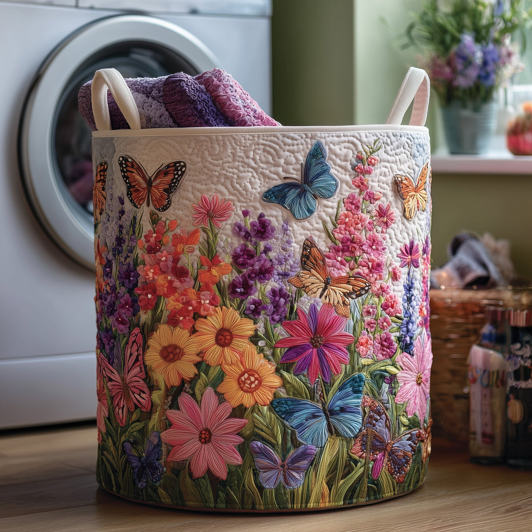 Quilted Butterfly Laundry Basket
