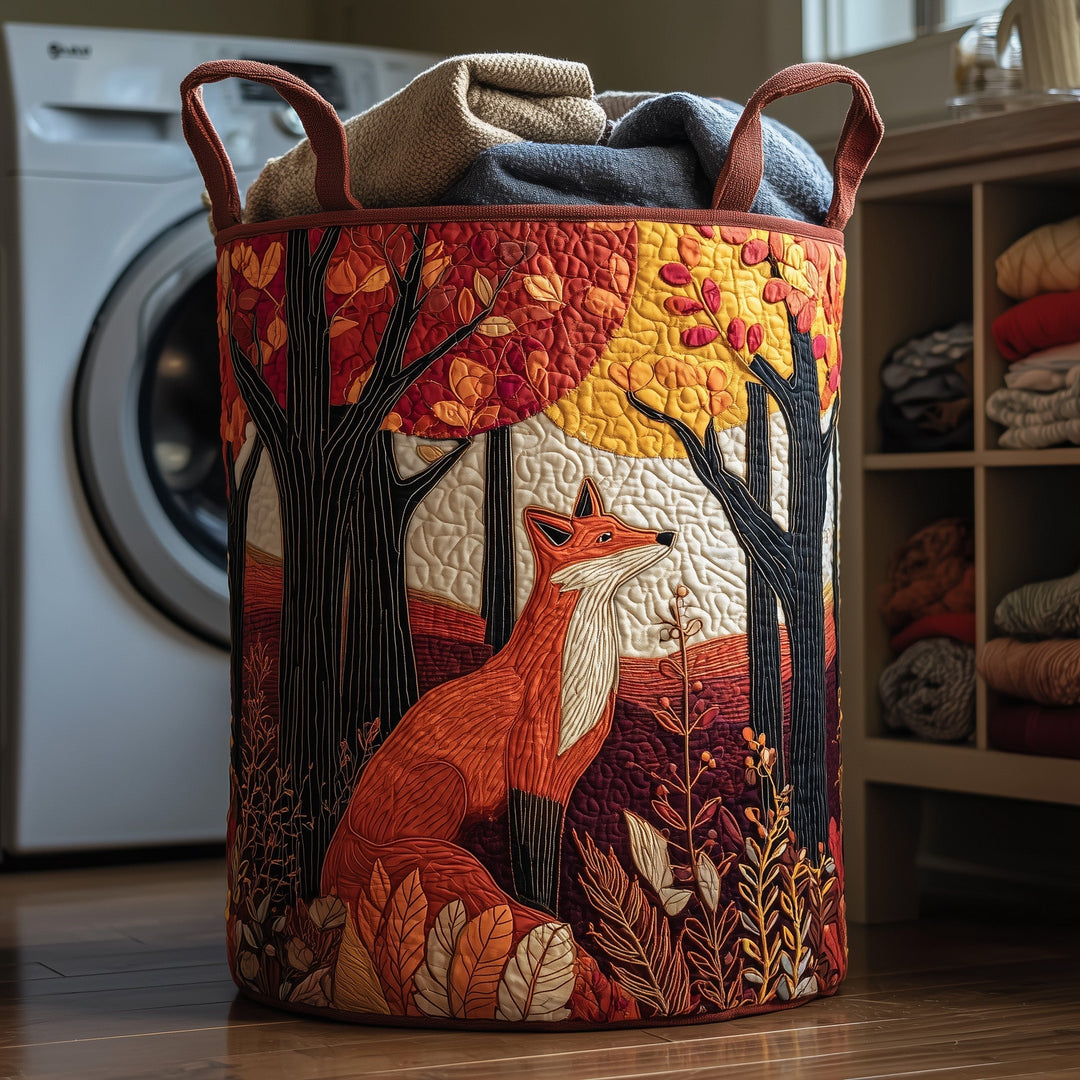 Autumn Fox Quilted Laundry Basket