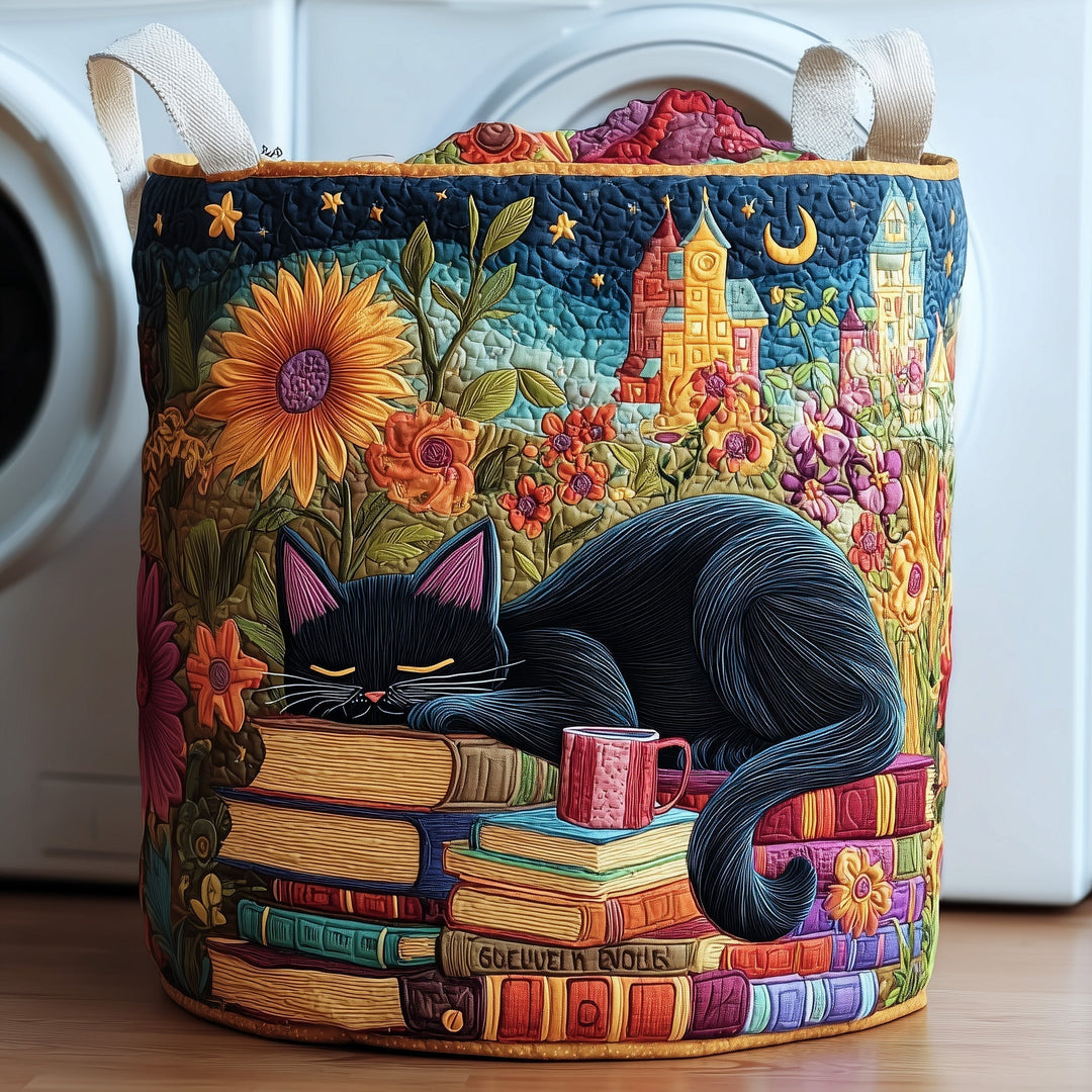 Quilted Cat Nap Laundry Basket