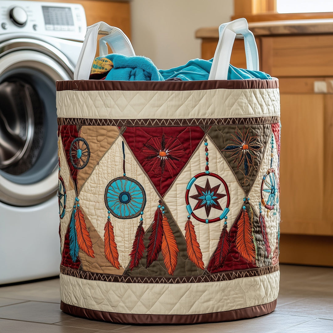 Tribal Soul Dreamcatcher Quilted Laundry Basket