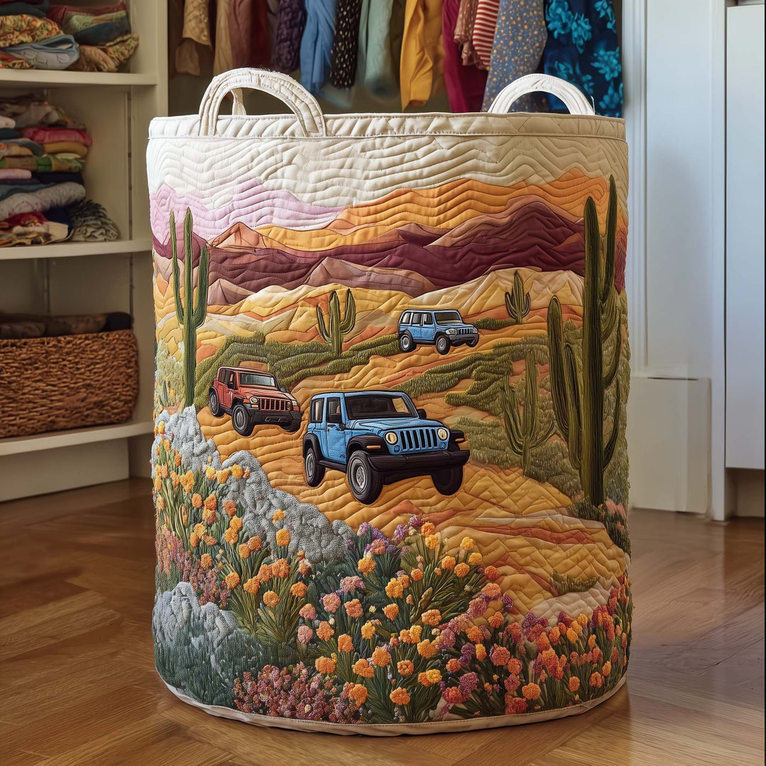 Cactus Sunset Quilted Laundry Basket