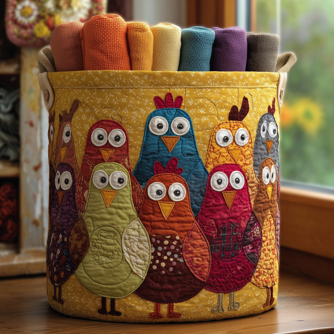 Funky Chicken Quilted Laundry Basket