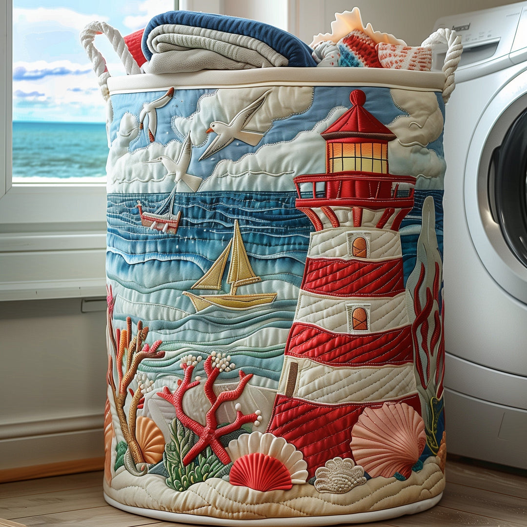 Quilted Nautical Laundry Basket