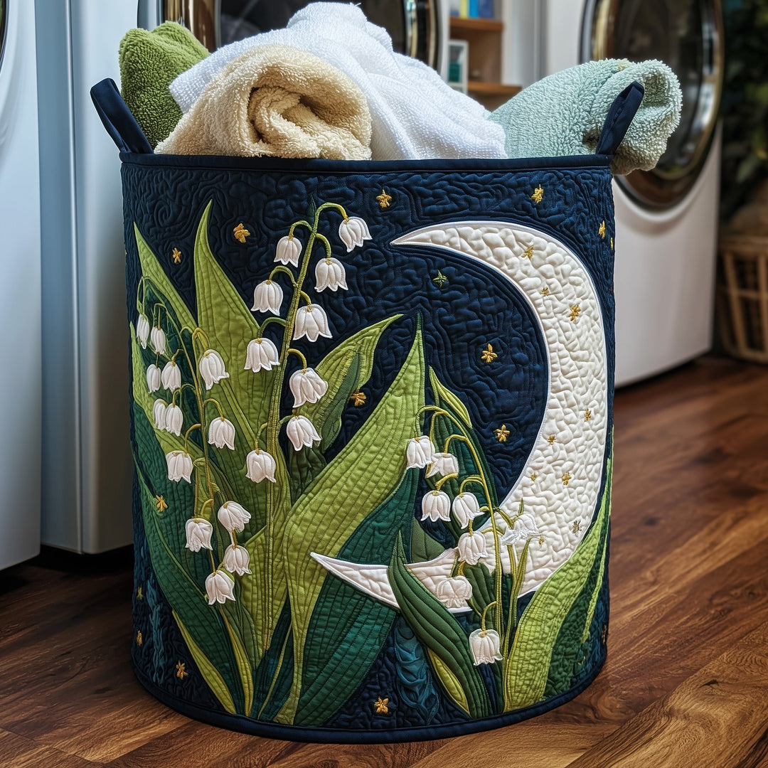 Quilted Laundry Basket Lily of the Valley