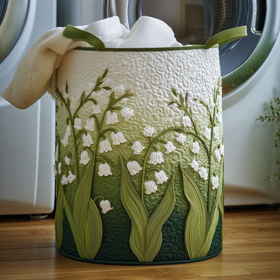 Quilted Laundry Basket Lily of the Valley