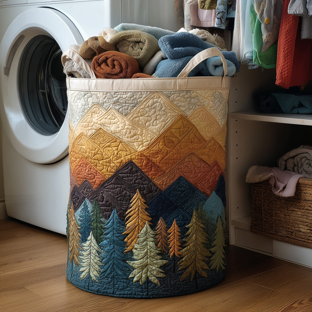 Quilted Laundry Basket Forest Landscape