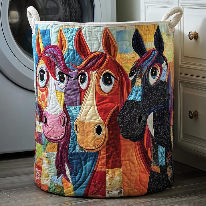 Funky Horse Quilted Laundry Basket