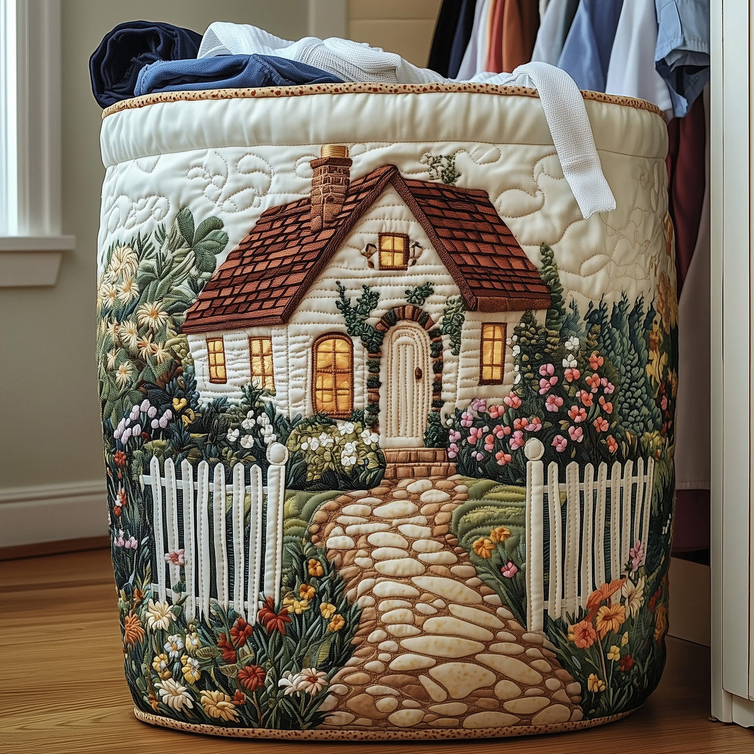 Floral Quilted Laundry Basket
