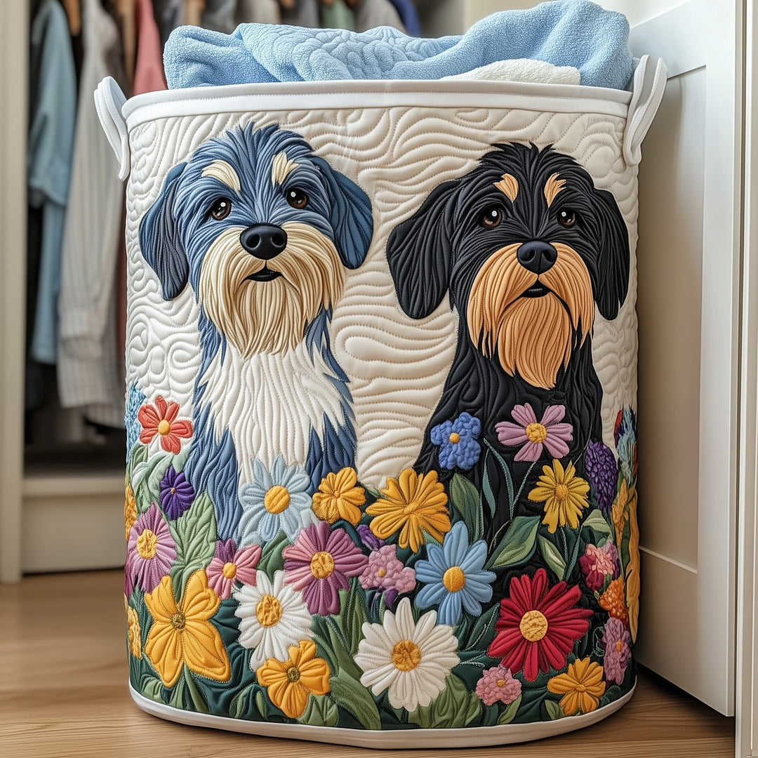 Schnauzer Joy Quilted Laundry Basket