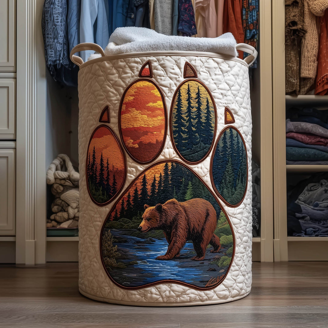 Mystic Bear Quilted Laundry Basket