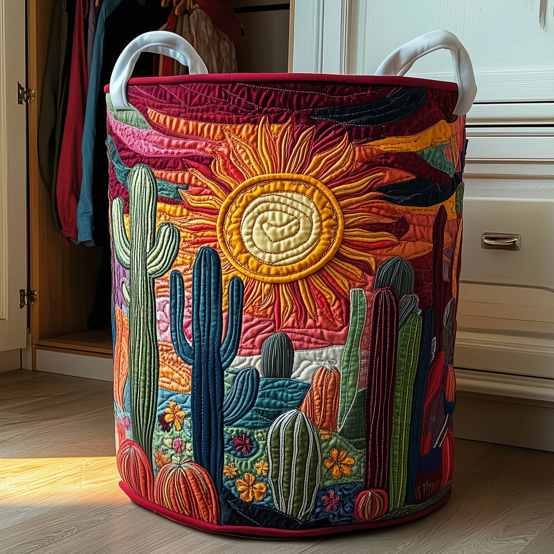 Cactus Sunset Quilted Laundry Basket
