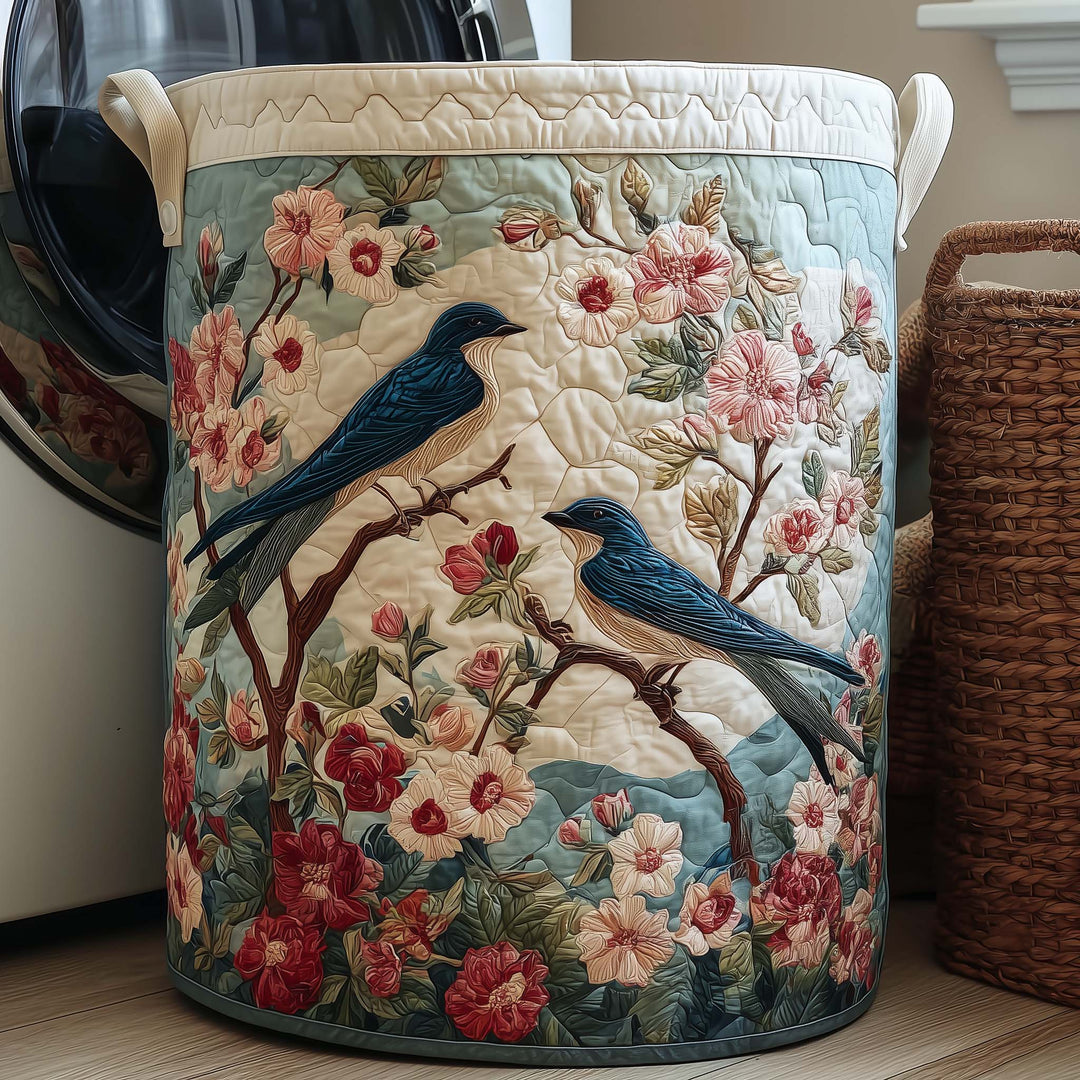 Quilted Laundry Basket Spring Swallow