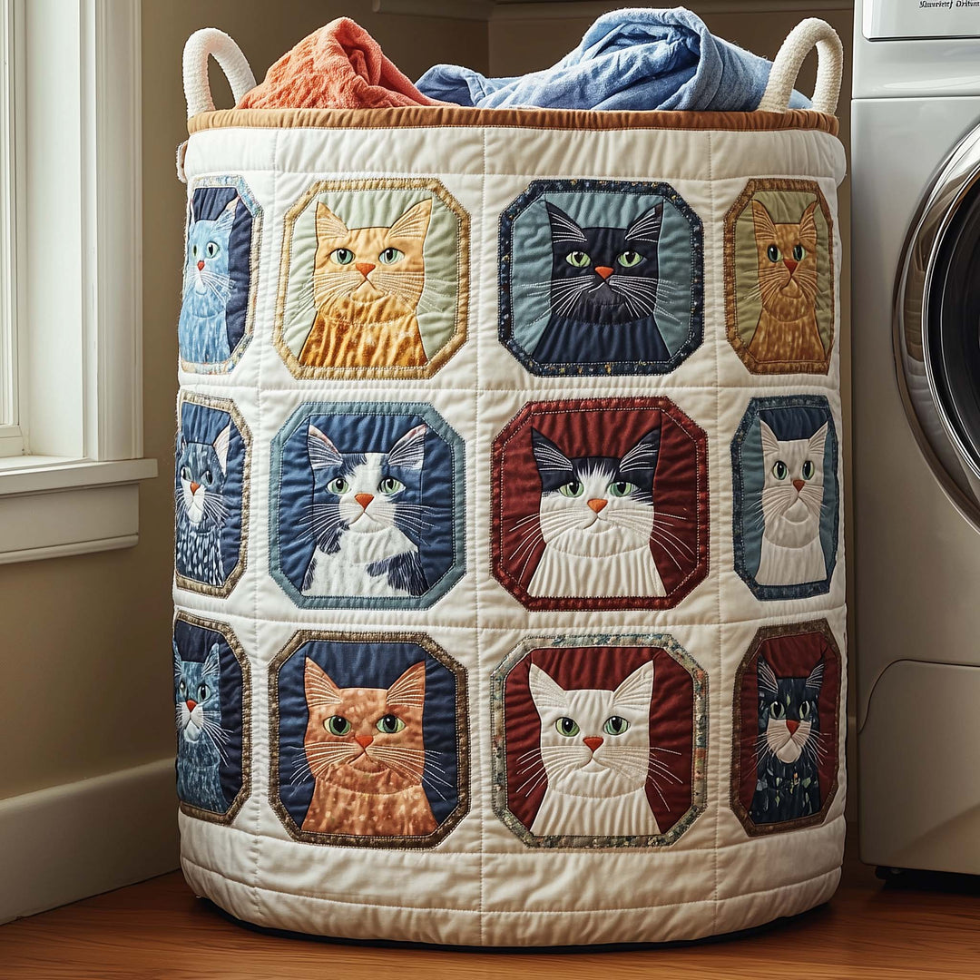 Quilted Cat-Shaped Laundry Basket