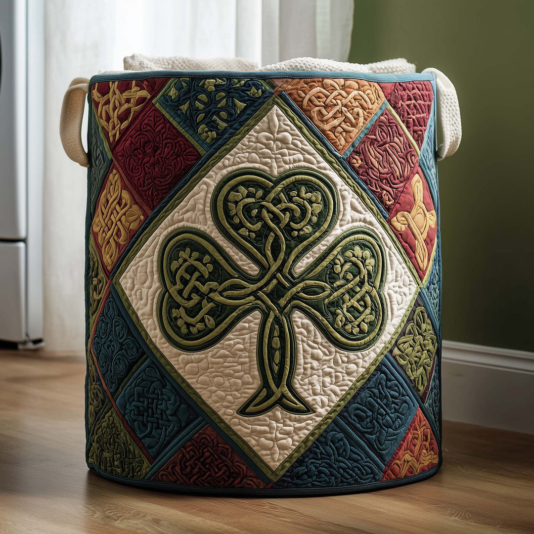Quilted Laundry Basket with Celtic Knot