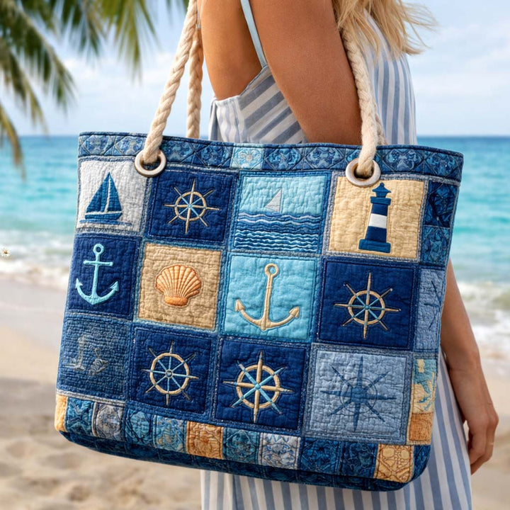 Blue Nautical Beach Tote