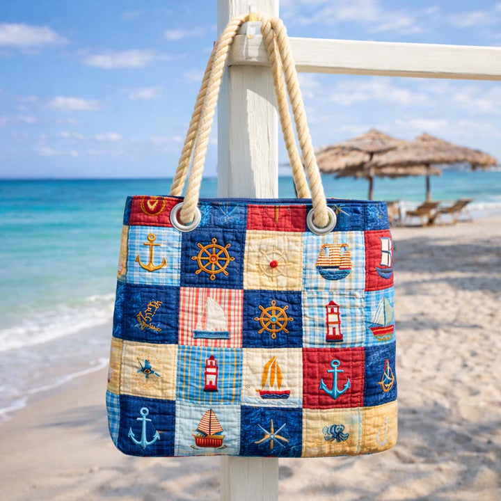 Marine Patchwork Beach Tote