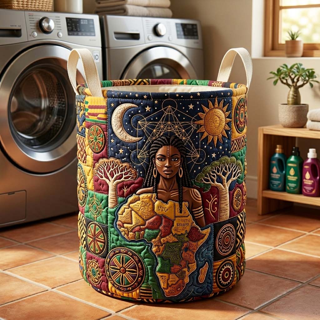 Cosmic Heritage Quilted Laundry Basket