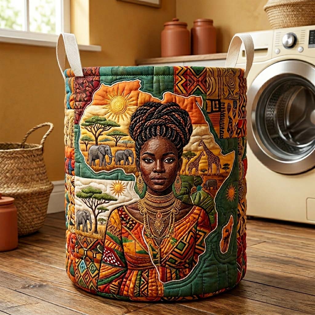 Heritage Gold Quilted Laundry Basket
