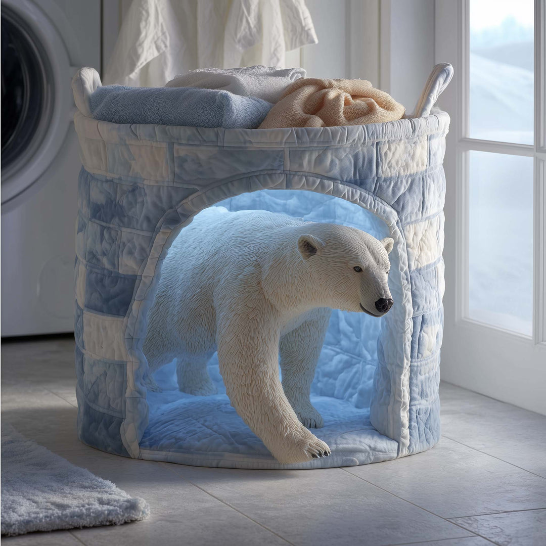 Rustic Bear Quilted Laundry Basket